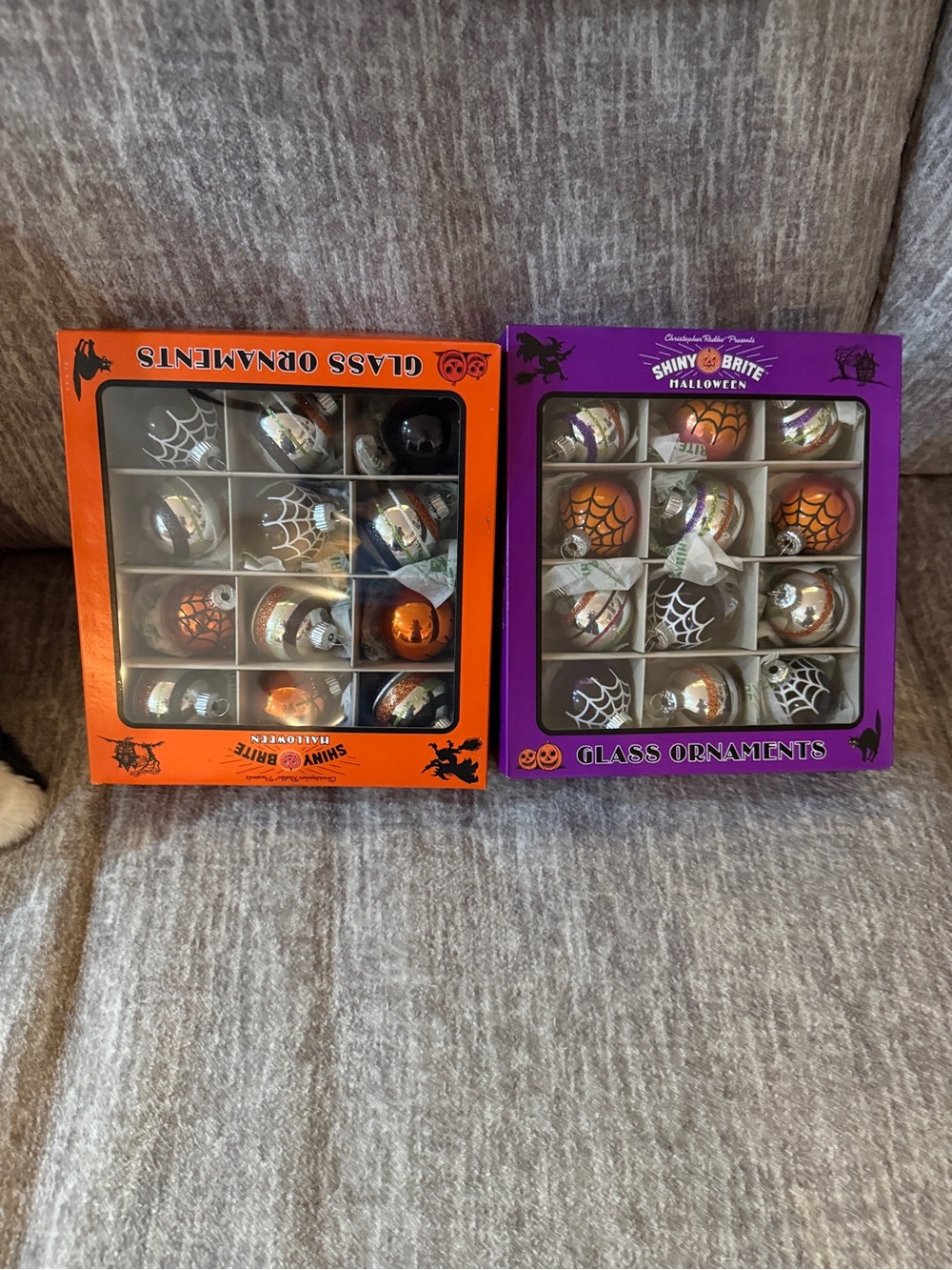 Shiny Brite Halloween Glass Ornaments Set Medium Size